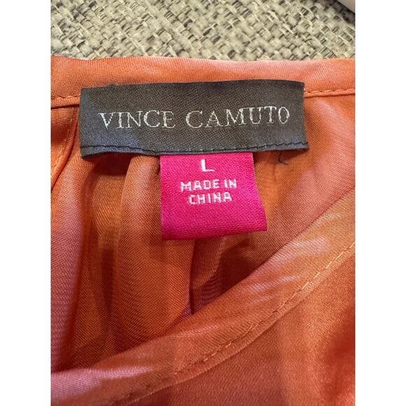 Vince Camuto Coral Peach Flutter Ruffle Sleeve Sleeveless Top Blouse Sz. L - Picture 4 of 12